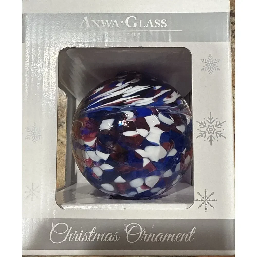 Anwa Glass Hand Blown Multicolor Christmas Ornament – Poland